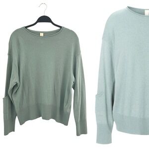 Ischiko By OSKA Knit Sweater Long Sleeve Green Blend Wool Cashmere Relaxed 1 S